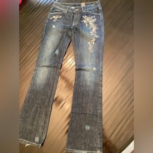 Elie Tahari embellished boot cut jeans